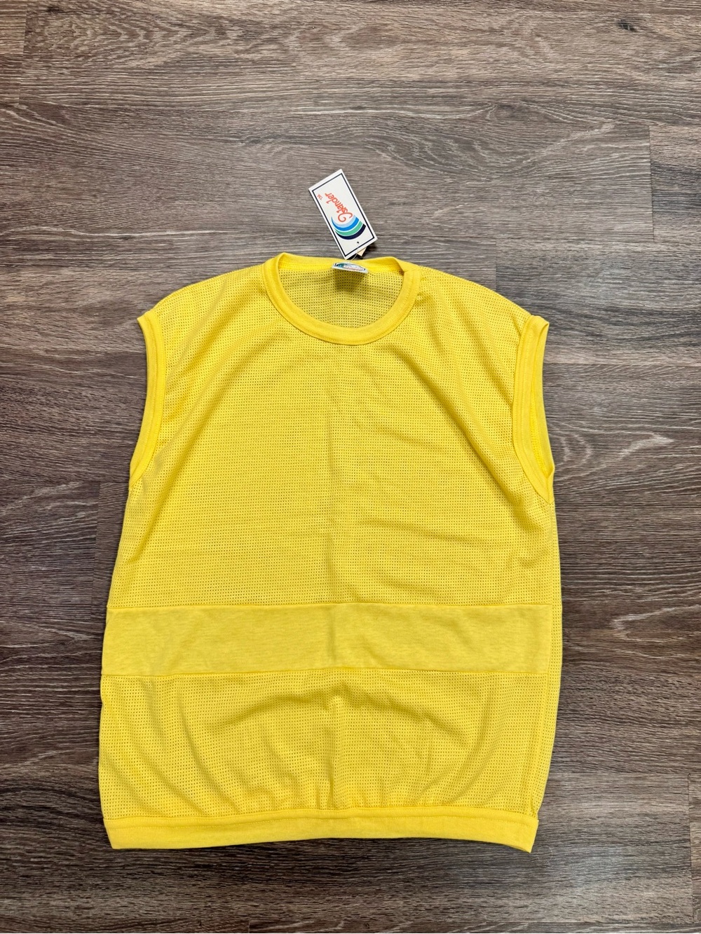 Vintage 80s Islander Mesh Muscle Beach Tank Top Yellow USA NWT Size L